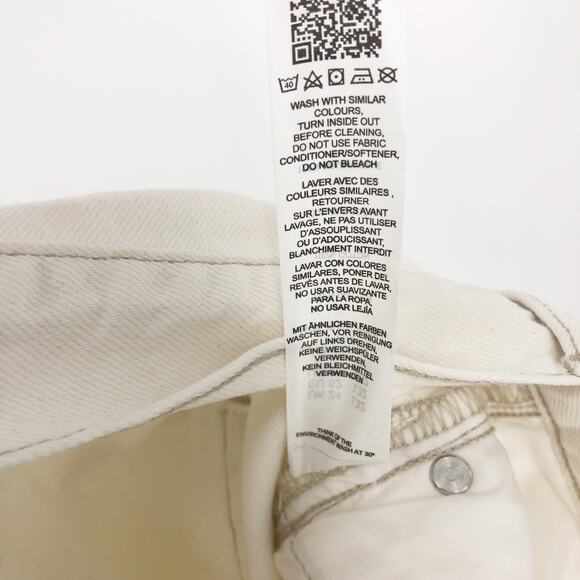 ASOS Womens Straight Keg Jeans US 20 Cream High Rise Denim Non Stretch Cotton - Picture 10 of 10